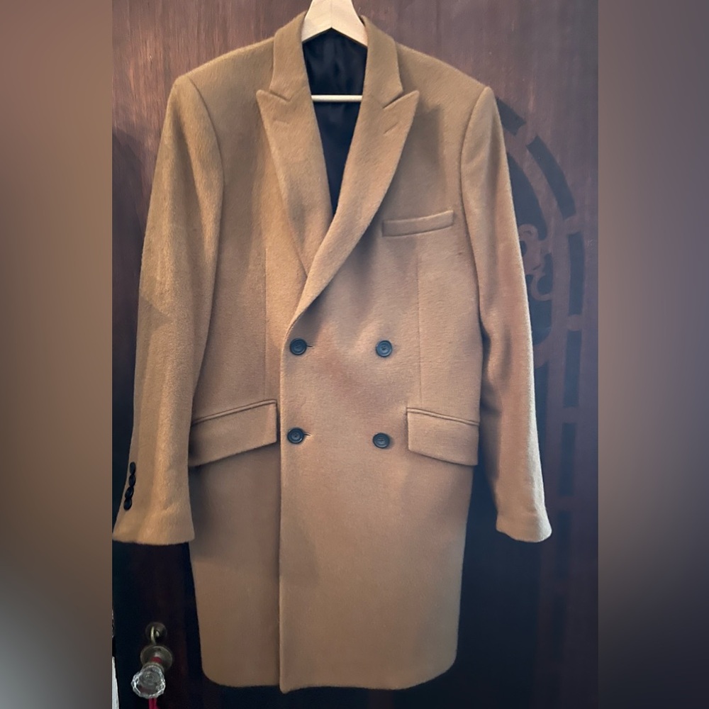 Spencer Hart Designer Tailored Men’s Wool Coat. Camel Winter Fall Jacket